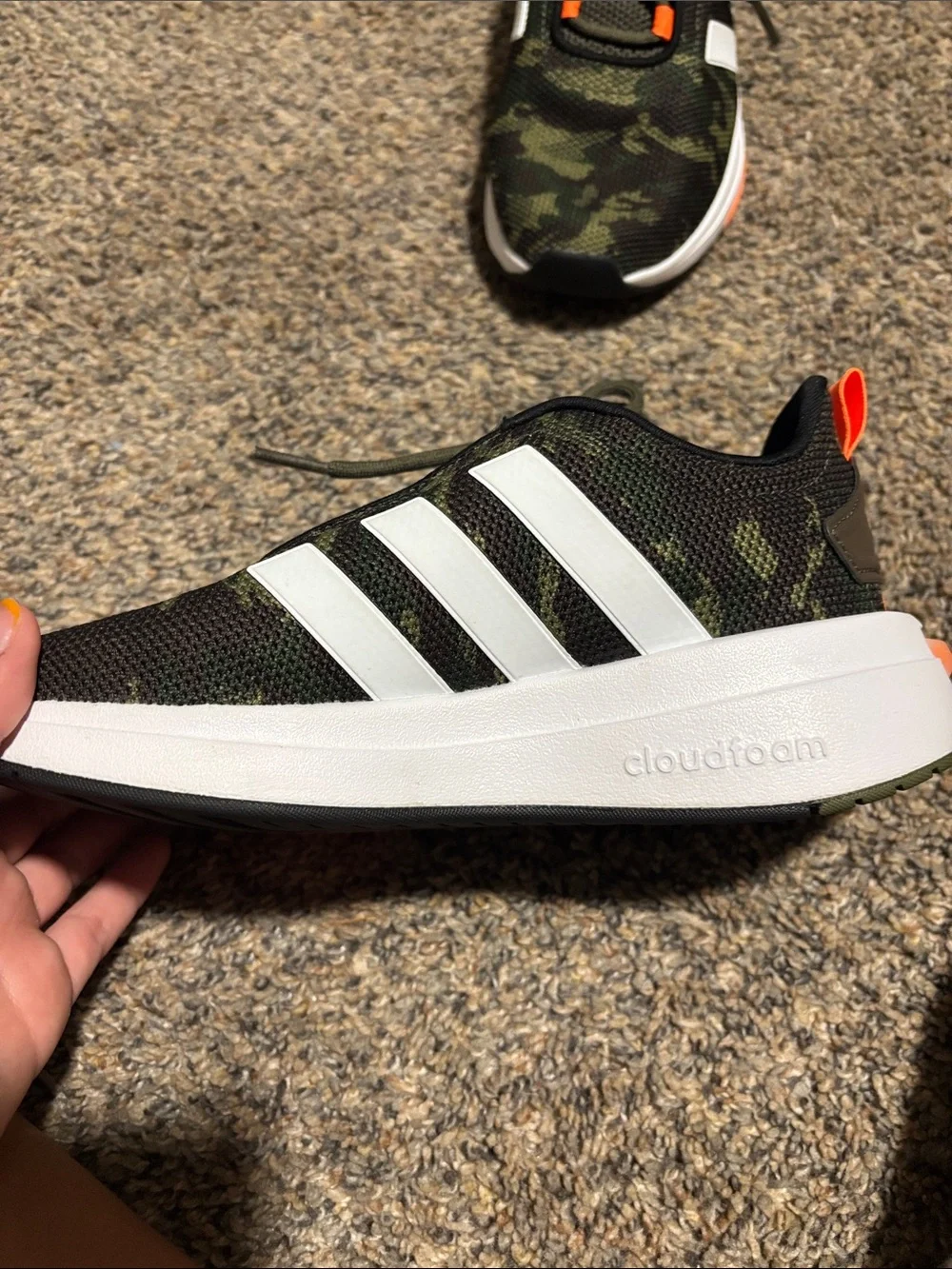 adidas Kids Camouflage Sneakers in Green and Orange
